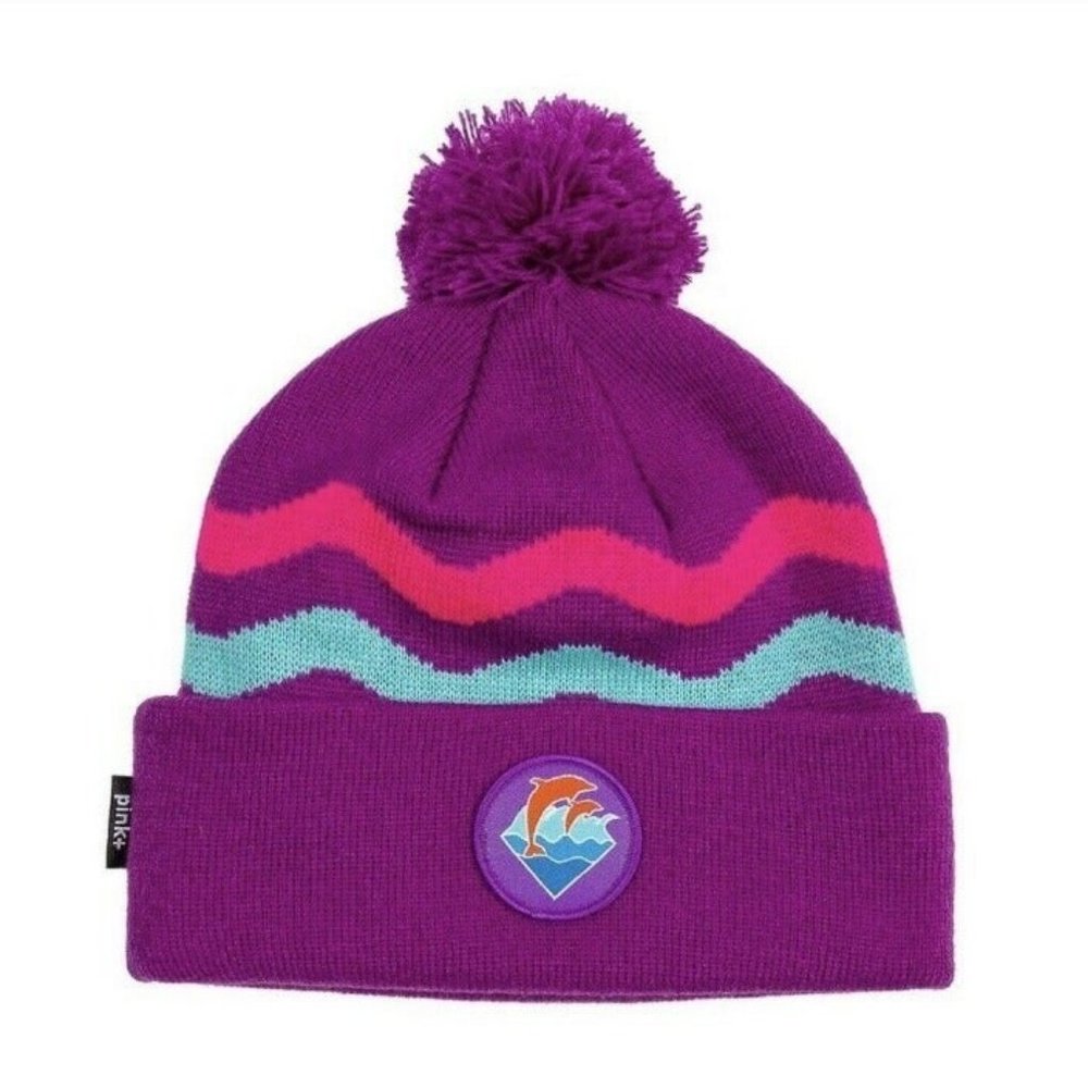 NEW PINK DOLPHIN WAVES BEANIE PURPLE